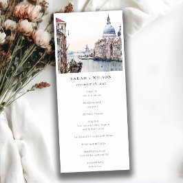 Pastel Venice Italy Canals Wedding Program Einladung