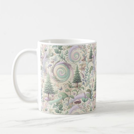 Pastel verzauberter Wald: Eine Cottailcore-Fantasi Kaffeetasse (Links)