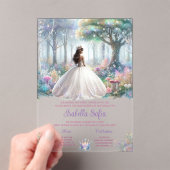 Pastel verzauberter Wald Quinceañera Acryleinladungen (Insitu (Handheld))