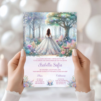 Pastel verzauberter Wald Quinceañera Einladung