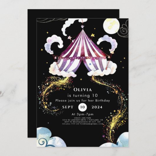 Pastel Vibrant Circus Geburtstag Einladung (Vorne/Hinten)