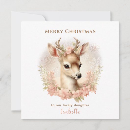 Pastel Vintag Rehe Blume Weihnachtskarte Karte (Vorderseite)
