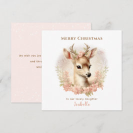 Pastel Vintag Rehe Blume Weihnachtskarte Karte