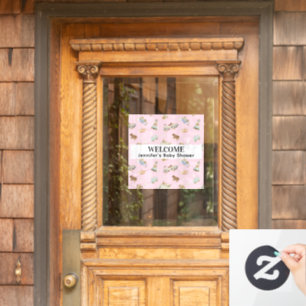 Pastel Vintage Holzspielzeug Muster Pink Babydusch Fensteraufkleber