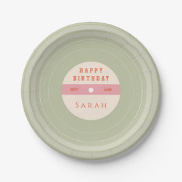 Pastel Vinyl Record Birthday Paper Plates Pappteller