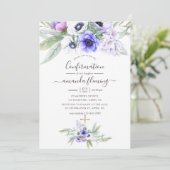 Pastel Violet Floral Bestätigung Einladung (Stehend Vorderseite)