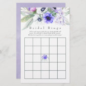 Pastel Violet Floral Brautparty Bingo (Vorne/Hinten)