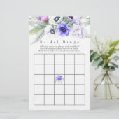 Pastel Violet Floral Brautparty Bingo (Stehend Vorderseite)