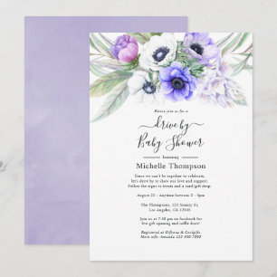 Pastel Violet Floral Drive by Bridal oder Baby Sho Einladung