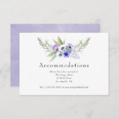 Pastel Violet Floral Hochzeitsunterkünfte Begleitkarte (Vorne/Hinten)