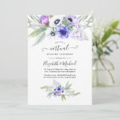 Pastel Violet Floral Online Virtual Wedding Einladung (Stehend Vorderseite)