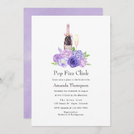 Pastel Violet Floral Pop Fizz Clink Brautparty Einladung