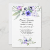 Pastel Violet Floral Virtual Dusche Einladung (Vorderseite)