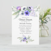 Pastel Violet Floral Virtual Dusche Einladung (Stehend Vorderseite)
