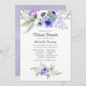 Pastel Violet Floral Virtual Dusche Einladung (Vorne/Hinten)
