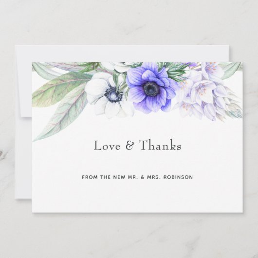 Pastel Violet Floral Wedding Dankeskarte (Vorderseite)