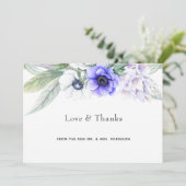 Pastel Violet Floral Wedding Dankeskarte (Stehend Vorderseite)