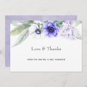 Pastel Violet Floral Wedding Dankeskarte (Vorne/Hinten)