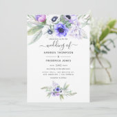 Pastel Violet Floral Wedding Einladung (Stehend Vorderseite)