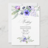 Pastel Violet Floral Wedding Einladung (Vorderseite)