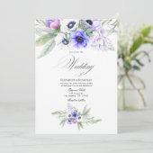 Pastel Violet Floral Wedding Einladung (Stehend Vorderseite)