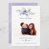 Pastel Violet Floral Wedding Foto Save The Date (Vorne/Hinten)
