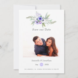 Pastel Violet Floral Wedding Foto Save The Date