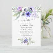 Pastel Violet Floral Wedding Update Einladung (Stehend Vorderseite)