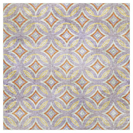 Pastel Violet Lila Orange Circles Mosaikmuster Stoff (Muster)