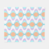 Pastel Violet Orange Aqua Blue Ogee White Waves Fleecedecke (Vorderseite (Horizontal))
