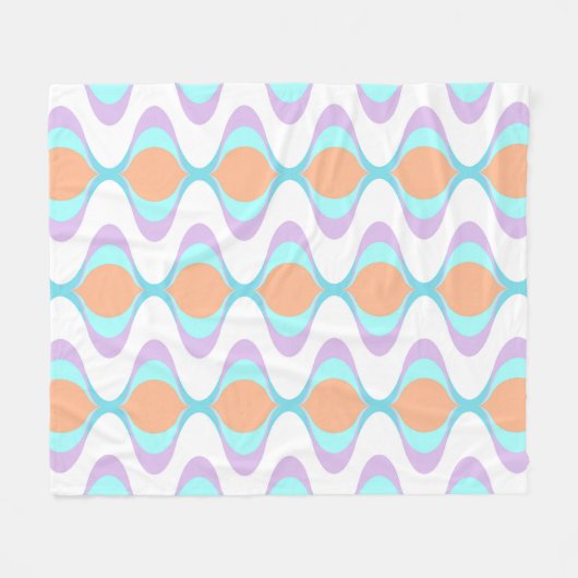 Pastel Violet Orange Aqua Blue Ogee White Waves Fleecedecke (Vorderseite (Horizontal))