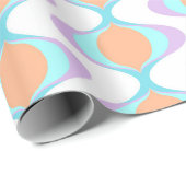 Pastel Violet Orange Aqua Blue Ogee White Waves Geschenkpapier (Rolleneckpunkt)