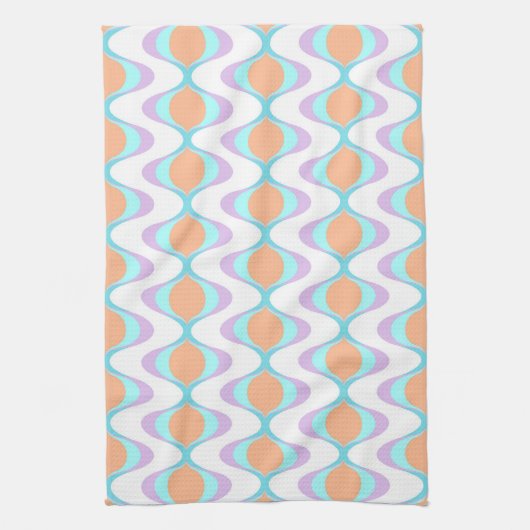 Pastel Violet Orange Aqua Blue Ogee White Waves Geschirrtuch (Vertikal)