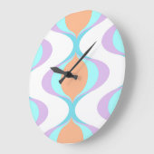 Pastel Violet Orange Aqua Blue Ogee White Waves Große Wanduhr (Winkel)
