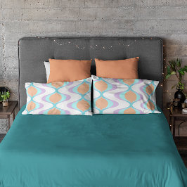 Pastel Violet Orange Aqua Blue Ogee White Waves Kissenbezug