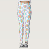 Pastel Violet Orange Aqua Blue Ogee White Waves Leggings (Vorderseite)