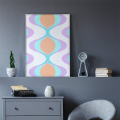 Pastel Violet Orange Aqua Blue Ogee White Waves Poster