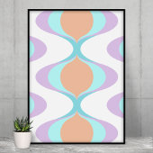 Pastel Violet Orange Aqua Blue Ogee White Waves Poster