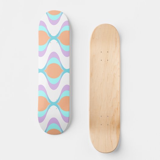 Pastel Violet Orange Aqua Blue Ogee White Waves Skateboard (Vorderseite)