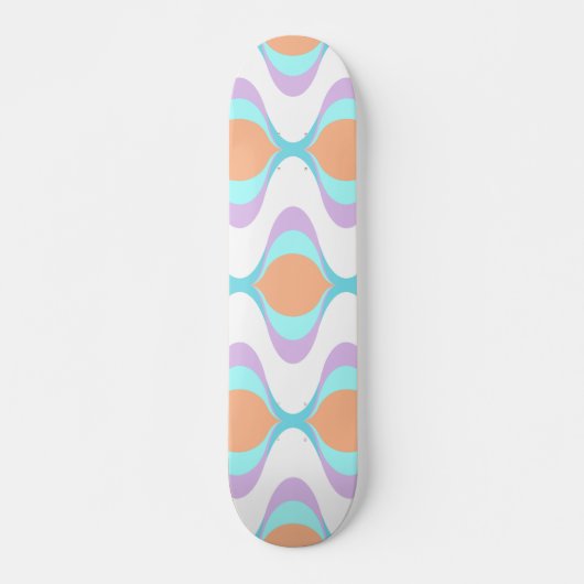 Pastel Violet Orange Aqua Blue Ogee White Waves Skateboard (Vorne)