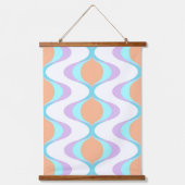 Pastel Violet Orange Aqua Blue Ogee White Waves Wandteppich Mit Holzrahmen (Vorderseite)