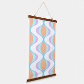 Pastel Violet Orange Aqua Blue Ogee White Waves Wandteppich Mit Holzrahmen (Gewinkelt)