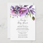 Pastel Violet Poppy Floral Drive by Dusche Einladung (Vorderseite)