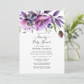 Pastel Violet Poppy Floral Drive by Dusche Einladung (Stehend Vorderseite)