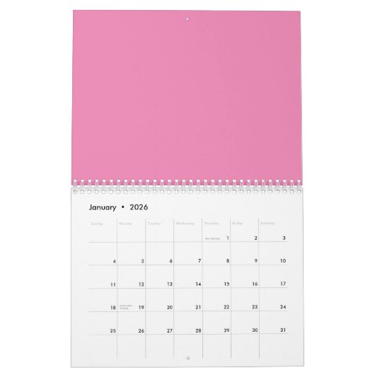 Pastel Violet, Rosa Daisy, Rosa Rose, Kalender (Jan 2026)