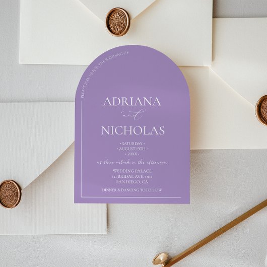 Pastel Violet Simple Modern Wedding Einladung