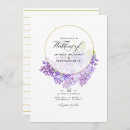 Pastel Violet und Gold Geometric Herbarium Hochzei Einladung