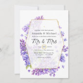 Pastel Violet und Gold Geometric Herbarium Hochzei Einladung (Vorderseite)