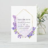 Pastel Violet und Gold Geometric Herbarium Hochzei Save The Date (Stehend Vorderseite)