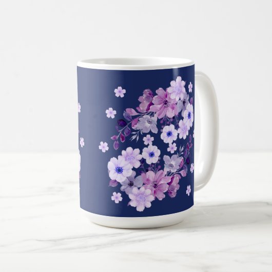 Pastel Violet Wasserfarbe Blume Kaffeetasse (VorderseiteRechts)